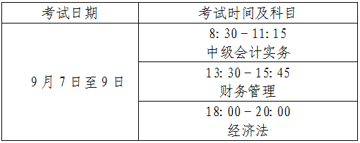 北京2024年中級會計考試時間