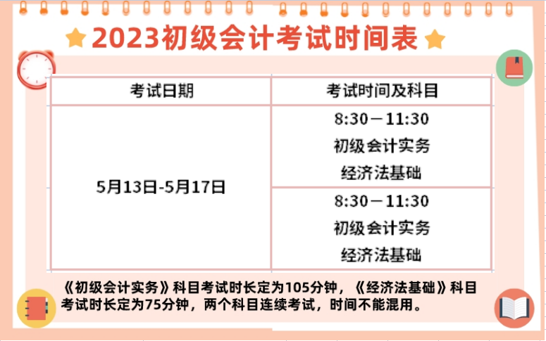 2023年初級會計考試時間