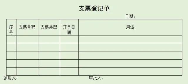 支票登记单