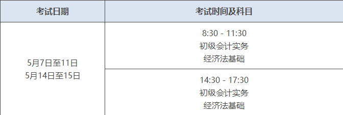 初級(jí)會(huì)計(jì)考試時(shí)間