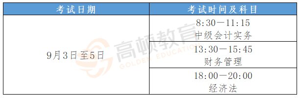 中级会计考试时间