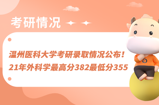 溫州醫(yī)科大學(xué)考研錄取情況公布！21年外科學(xué)最高分382最低分355