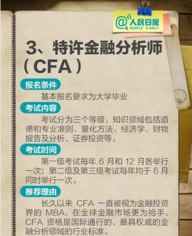 CFA特许金融分析师介绍：全球投资行业的高含金量专业资格证书