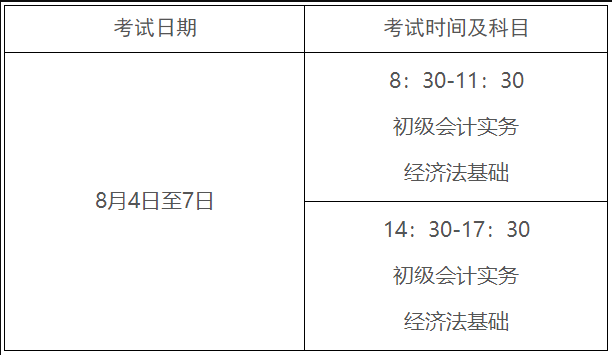 宁夏初级会计考试时间