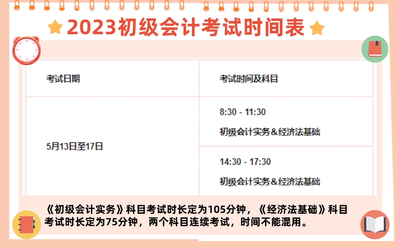 2023年初级会计考试时间